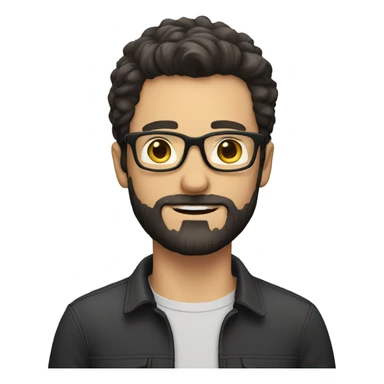 white guy with dark hair and beard and glasses sticker