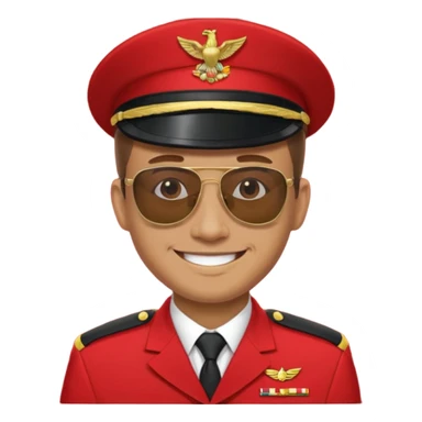 Smiling military man with sunglasses in red uniform sticker