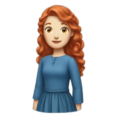 Red-haired girl in an old blue dress sticker
