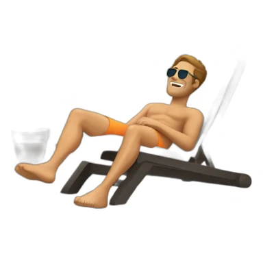 man laying in sunbed sticker