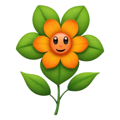 Green stem, white bud with black cartoony face: ;p. And six heart shaped yellowish orange petals sticker