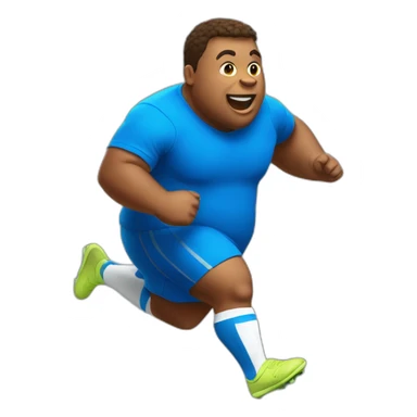 fat soccer player running sticker