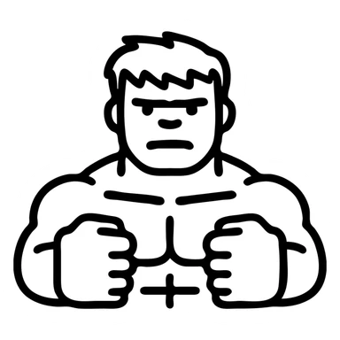 Hulk, outlined icon style, black lines, no fill, modern look sticker