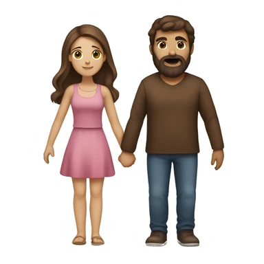 guy brown hair and with beard and girl with long brown hair holding hands sticker