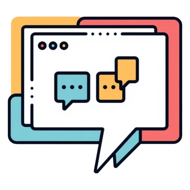 A speech bubble with text tokens and code symbols representing LLM output sticker