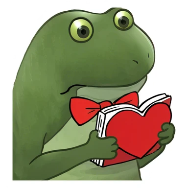 Frog holding a heart book sticker