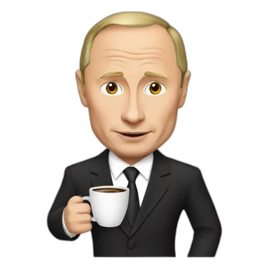 Vladimir-Putin holding coffee sticker