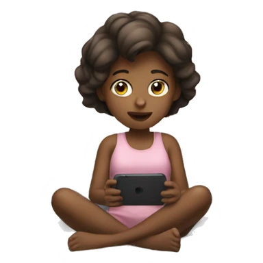 Girl sitting in bed on her phone  sticker