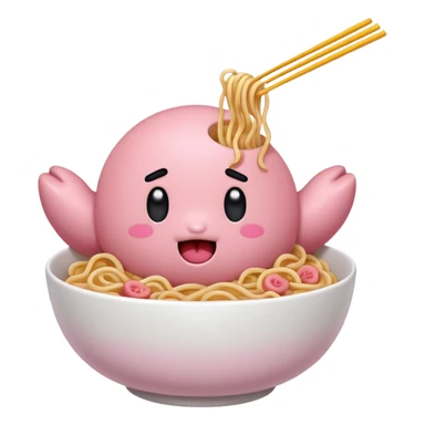 Kirby eating noodles sticker