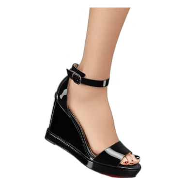 Platform wedges black louboutin sandal patent sticker