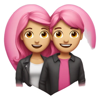 Pink hear with couple in the middle  sticker