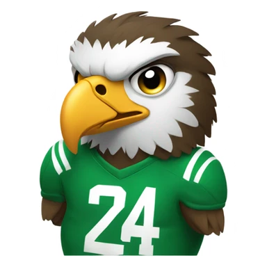 Small eagle with frown face and fat belly and green football jersey sticker