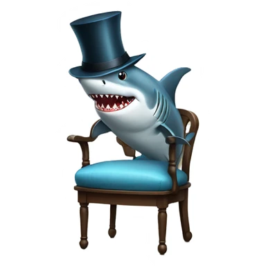 Shark with a top hat sitting on a chair  sticker