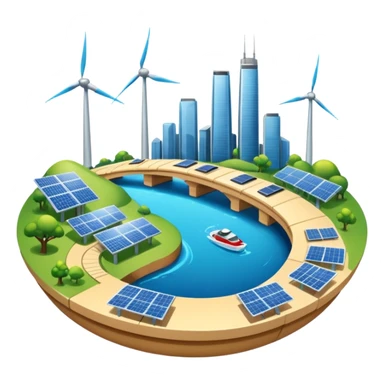 advanced modern island with advanced infrastructure sticker