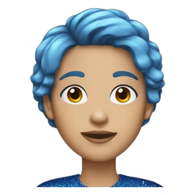 women with short blue hair and glitter sticker