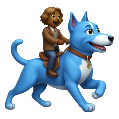A blue cat riding dog sticker