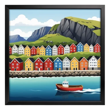 A coastal town in norway, apartment blocks sticker