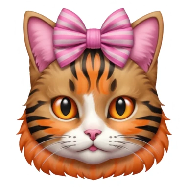 create a tabby cat with a pink bow on top of its head sticker