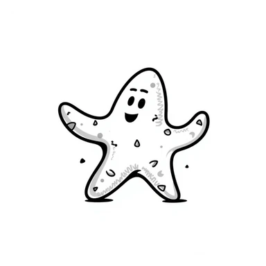 hand drawn starfish with detailed texture and little dots, playful sea creature sticker