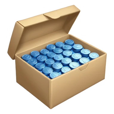blue coins credit in a package sticker