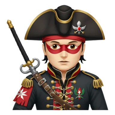 Adam Ant  painted with Indian war colors with black mask is wearing a Hungarian Hussar'S JACKET, holds two firelocks holsters in his hands sticker