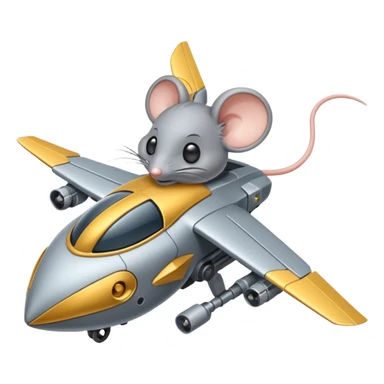 A mouse combined with a military drone, with mechanical wings and a determined expression, flying through the city sticker