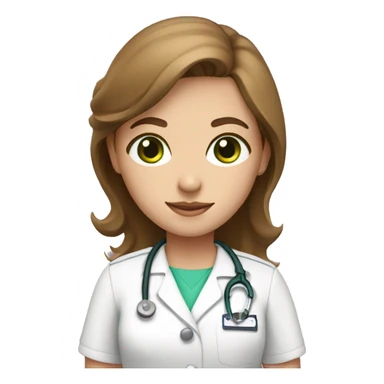 nurse with pink shirt, brown hair, green eyes sticker