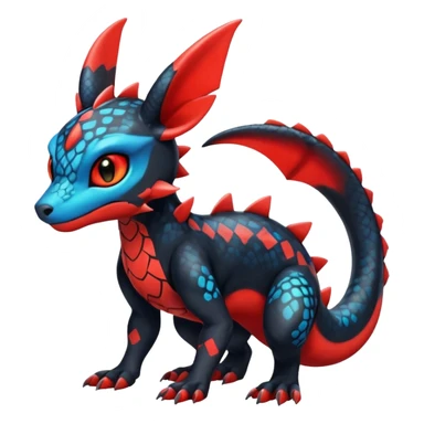 Cute Exotic Colorful Guilmon-Salandit-Umbreon-Fakémon-hybrid-creature (full body)  sticker