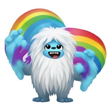 a yeti holding rainbow poop emoji sticker