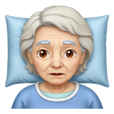very sick old woman with fever sticker