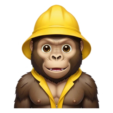 Gorilla wearing a yellow rain hat  sticker