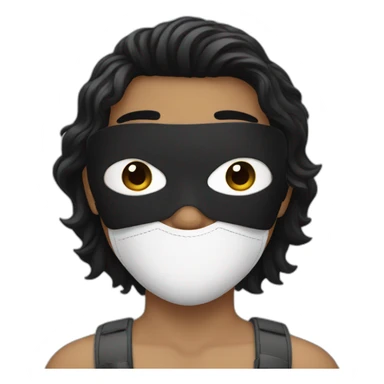 a boy with a black hair wearing a black mask sticker