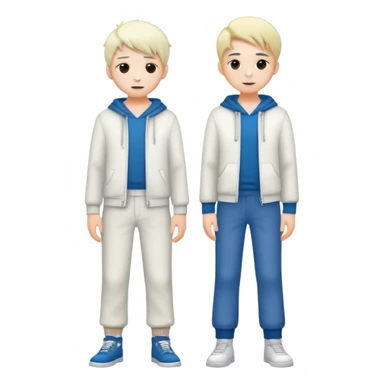 two best friends boys white skin full height different cloth sticker