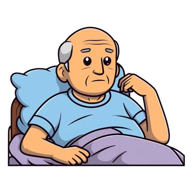 elderly grandfather in peaceful rest with stars sticker