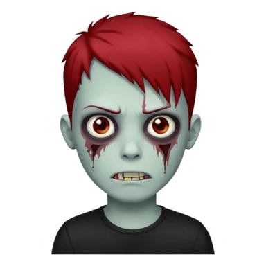 boy zombie with red and black hair  hair emo dark brown eyes and the hair With blackshirt  sticker