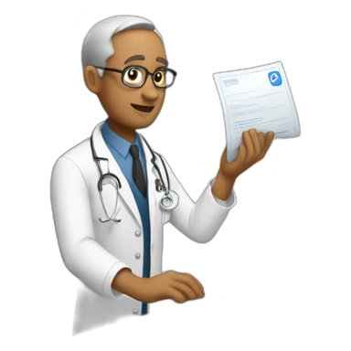 Dr. reads mail sticker