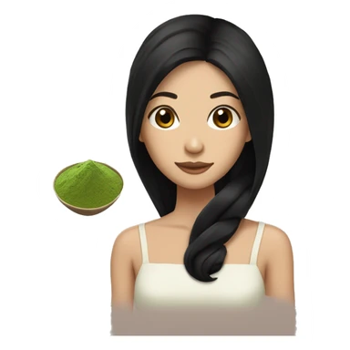 brunette with black hair Long snay with matcha  sticker