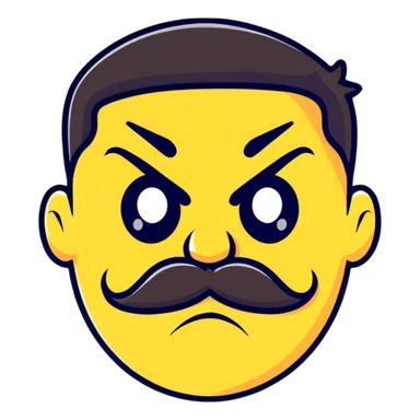 angry face with mustache sticker