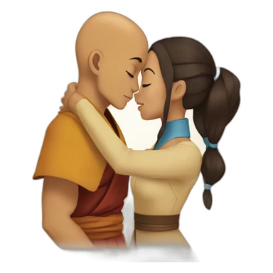 avatar aang and katara kissing sticker