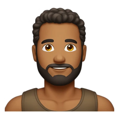 A bold man with a Brown tank top sticker