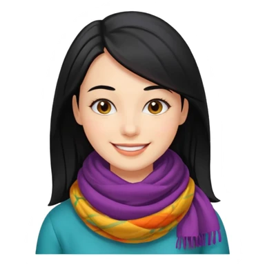 a happy woman with black hair sticker