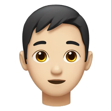 Korean Boy with Dark hair covering forehead sticker