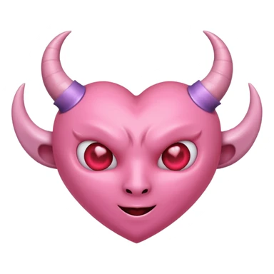 a plain pink heart with demon horns on it, no face sticker