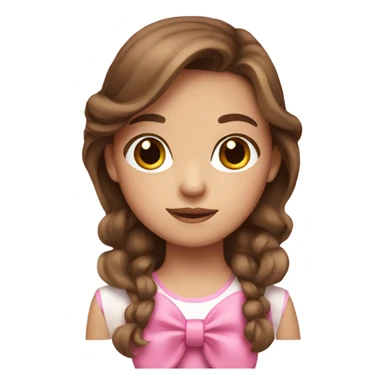 brown hair girl with pink bow sticker