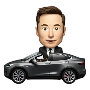 elon musk driving a Tesla car sticker