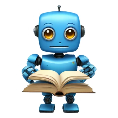 cute robot holds a blue book sticker