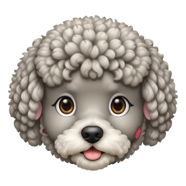 fluffy gray miniature poodle face sticker
