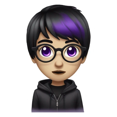Goth black hair glasses purple eyes cute skinny  sticker