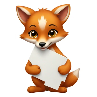 Baby fox with a blank sign sticker