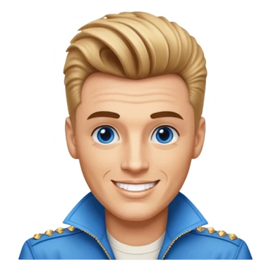 Vanilla Ice with blue eyes, light brown Elvis hairstyles sticker